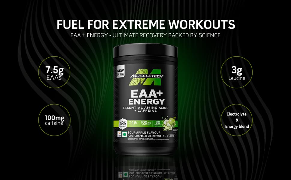 MuscleTech Eaa + Energy | Essential Amino Acids + 100Mg Caffeine | 30 Servings 396gm