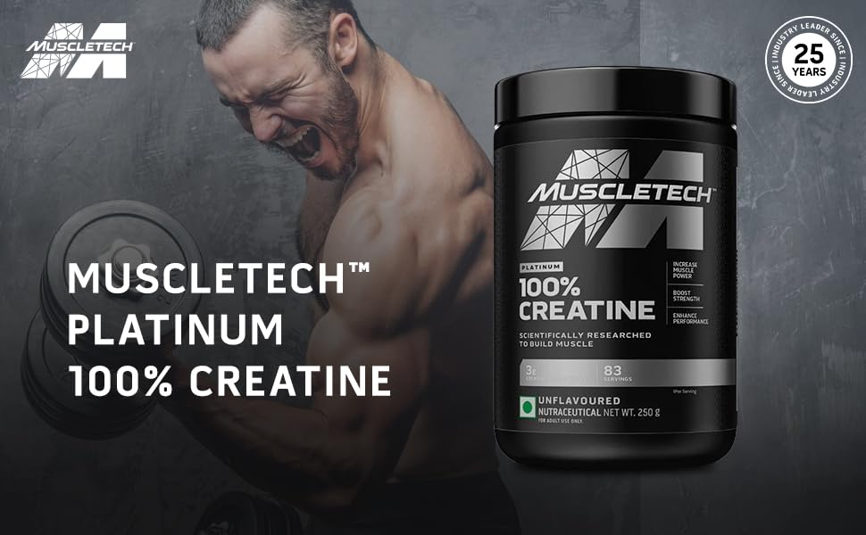 MuscleTech Platinum 100% Creatine Powder (Unflavoured - 100Gram,33 Servings)