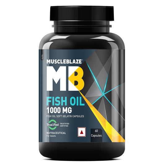 MuscleBlaze Omega 3 Fish Oil (60 Capsules) | 1000mg Omega 3 with 180mg EPA & 120mg DHA