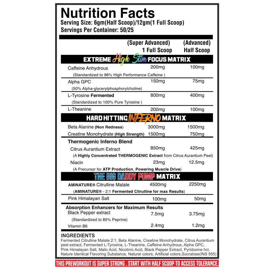 Black Beast The Big Daddy Inferno Pre workout 50 Servings 300gm