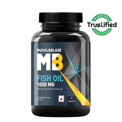 MuscleBlaze Omega 3 Fish Oil (60 Capsules) | 1000mg Omega 3 with 180mg EPA & 120mg DHA