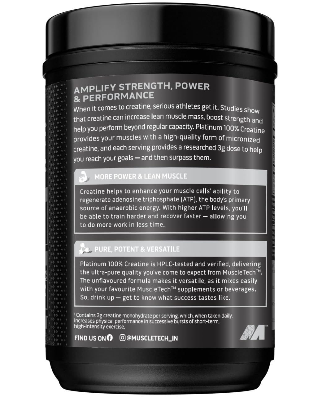 MuscleTech Platinum 100% Creatine Powder (Unflavoured - 100Gram,33 Servings)
