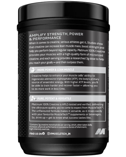 MuscleTech Platinum 100% Creatine Powder (Unflavoured - 100Gram,33 Servings)