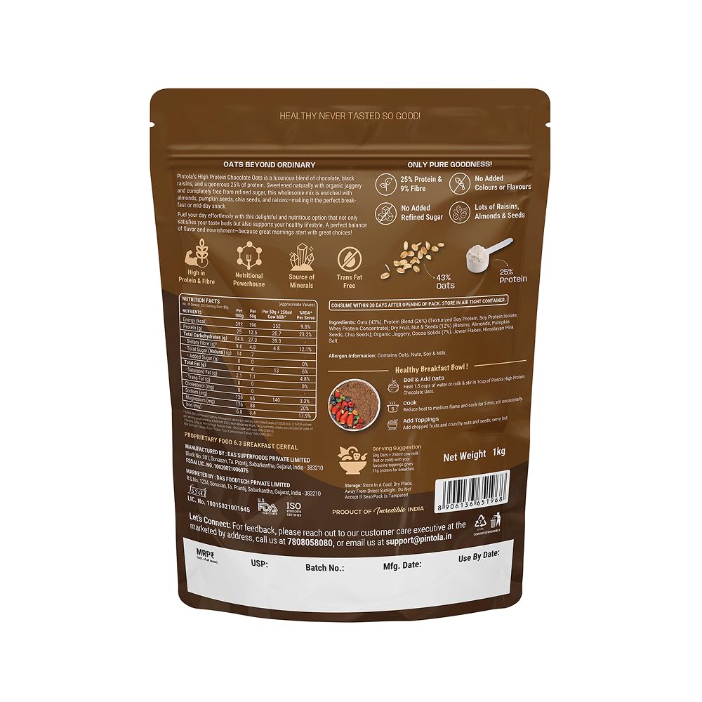 PINTOLA 25g High Protein Oats 1kg Chocolate