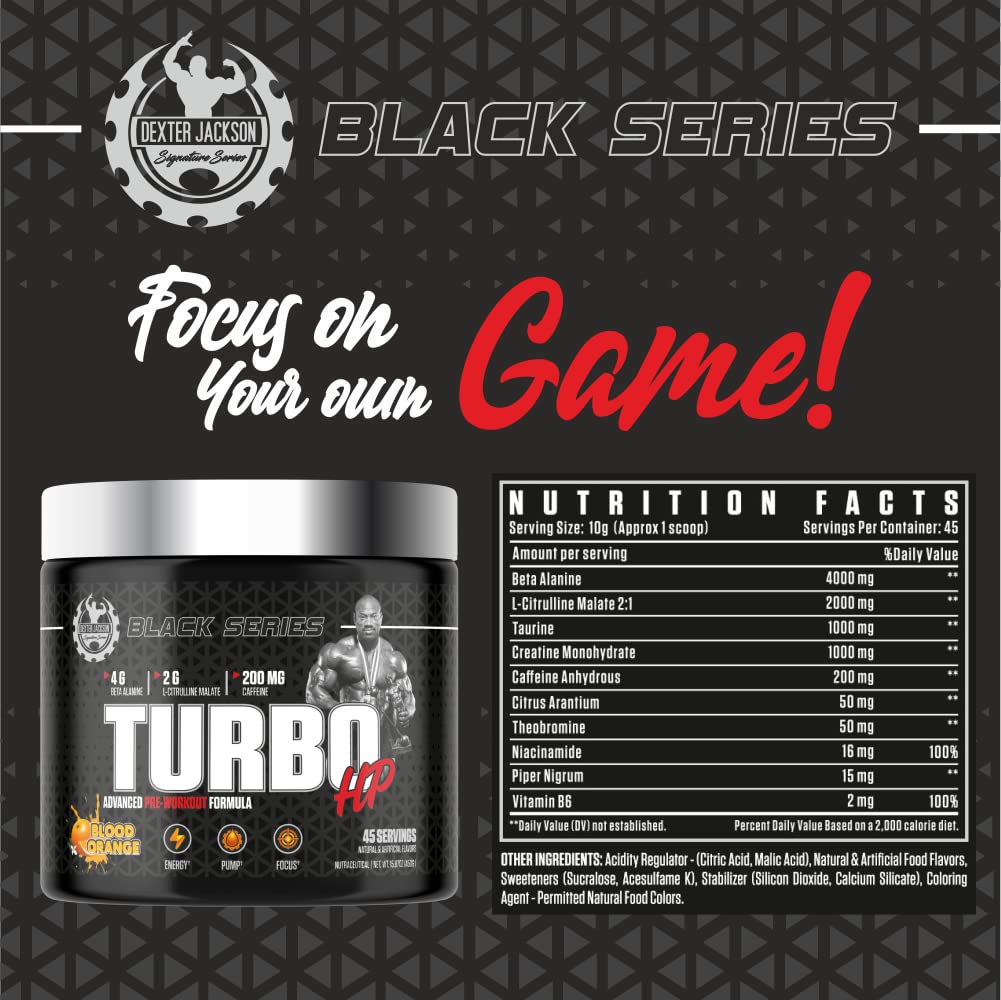 Dexter Jackson Black Series Turbo HP Pre Workout | 45 Servings, 450g