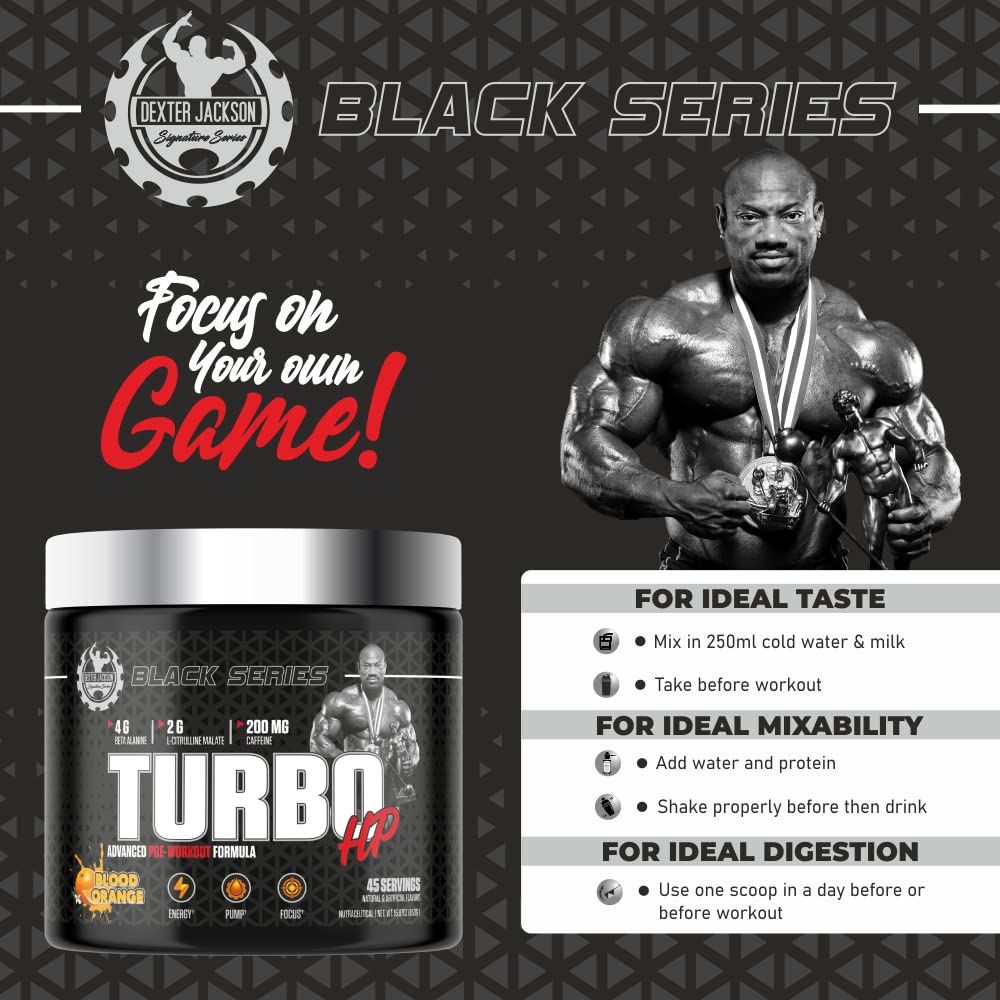 Dexter Jackson Black Series Turbo HP Pre Workout | 45 Servings, 450g