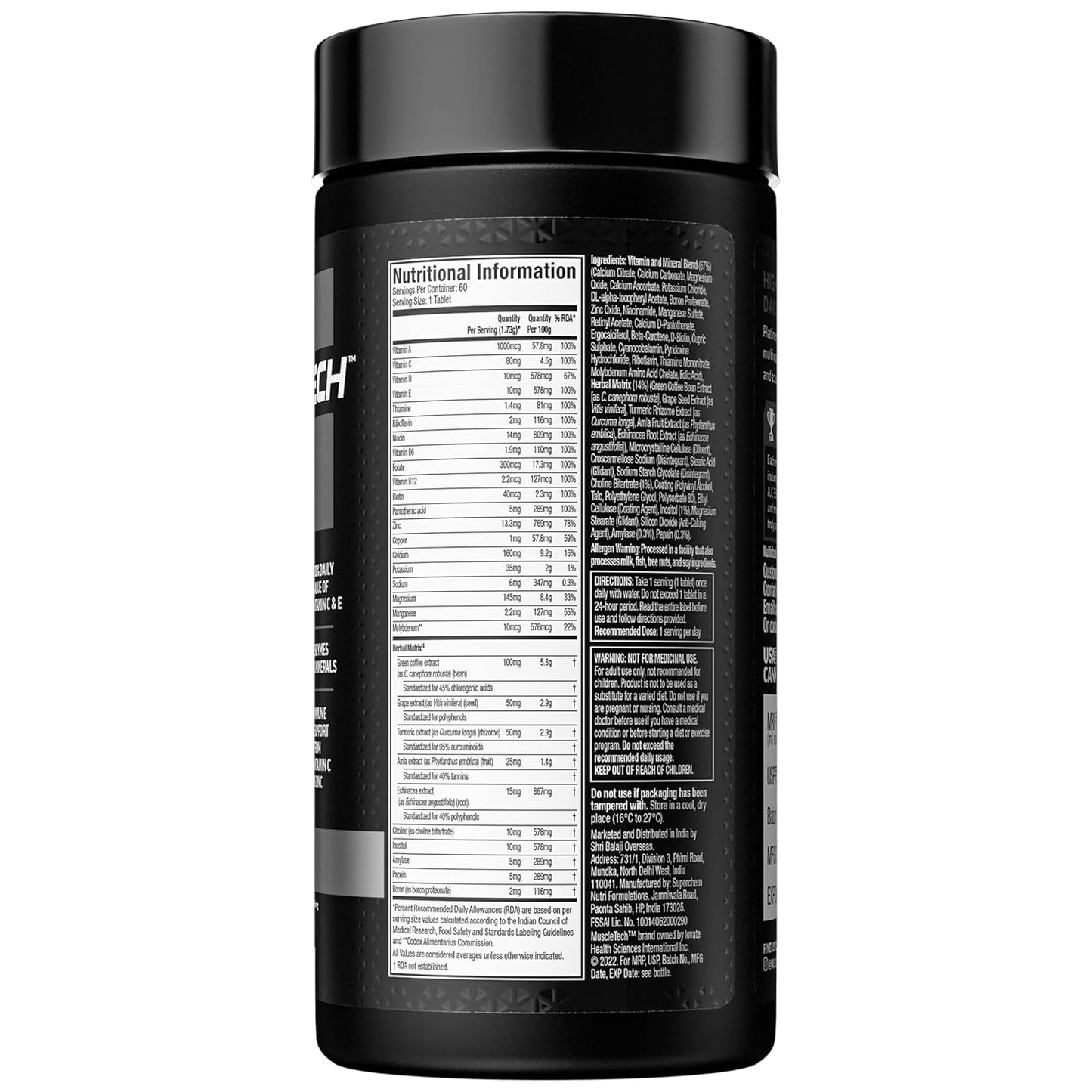 MuscleTech Platinum Multivitamin | 60 Tablets