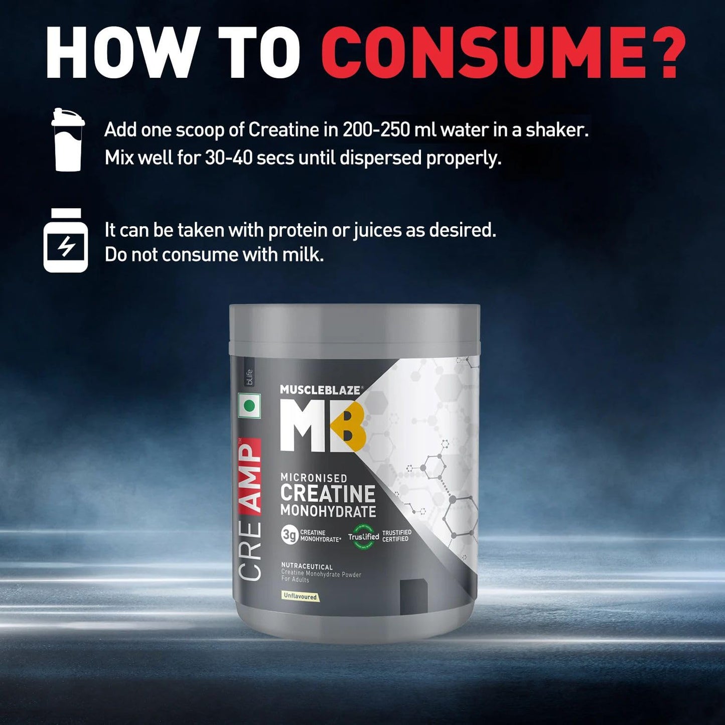 MuscleBlaze Micronised Creatine Monohydrate CreAMP Powder