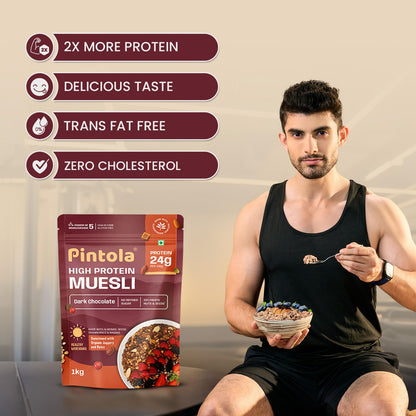 Pintola High Protein Muesli Dark Chocolate & Cranberry 1kg, 24g Protein