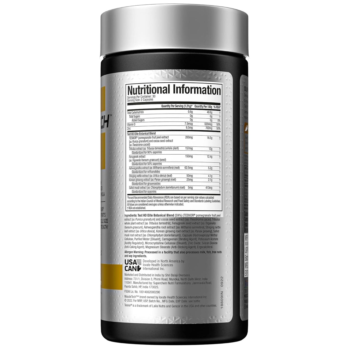 MuscleTech Test HD Elite 60 Capsules