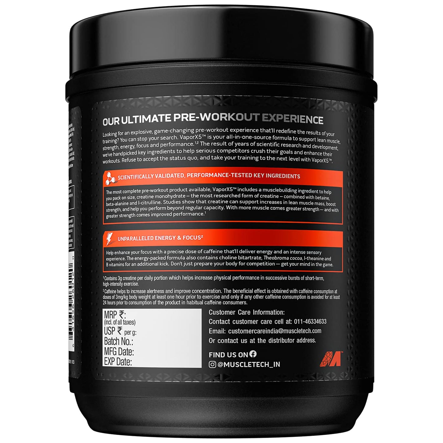 MuscleTech Vapor X5 Pre Workout Powder 30 Servings 270g