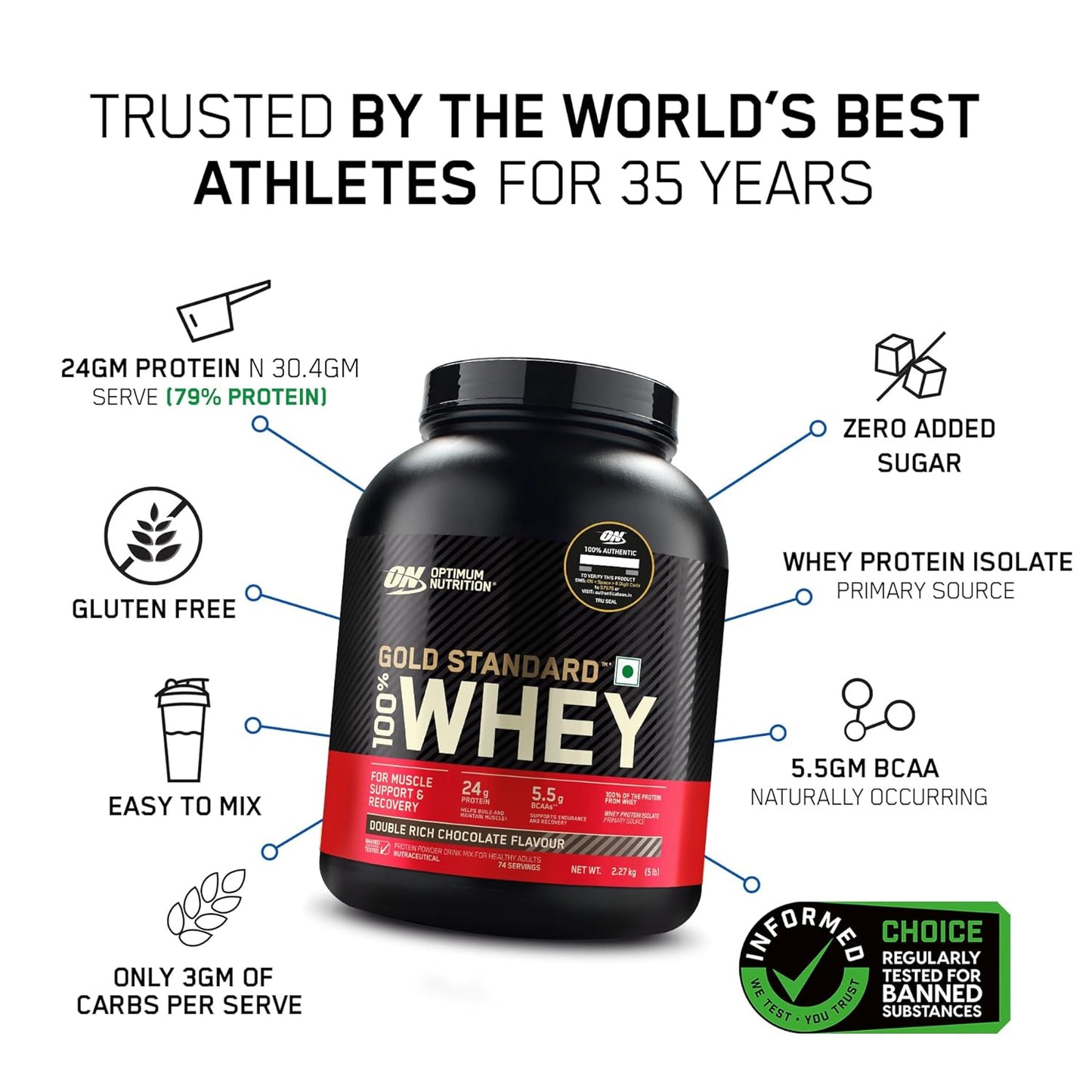 Optimum Nutrition (ON) Gold Standard 100% Whey Protein Powder