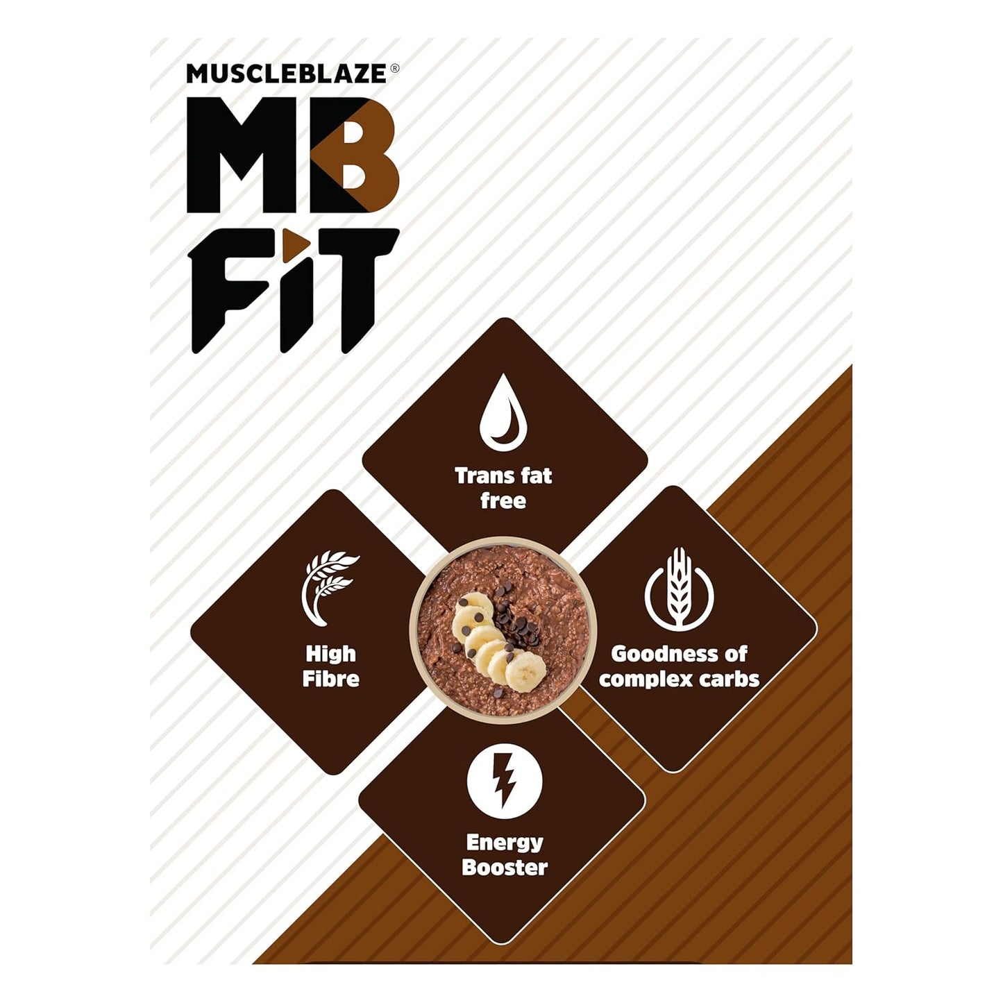 MuscleBlaze Fit High Protein Oats (Dark Chocolate, 1kg) | 22g Protein