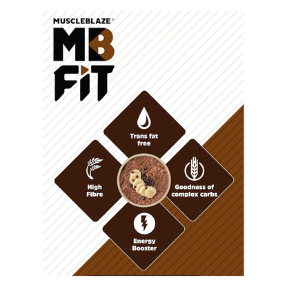 MuscleBlaze Fit High Protein Oats (Dark Chocolate, 1kg) | 22g Protein
