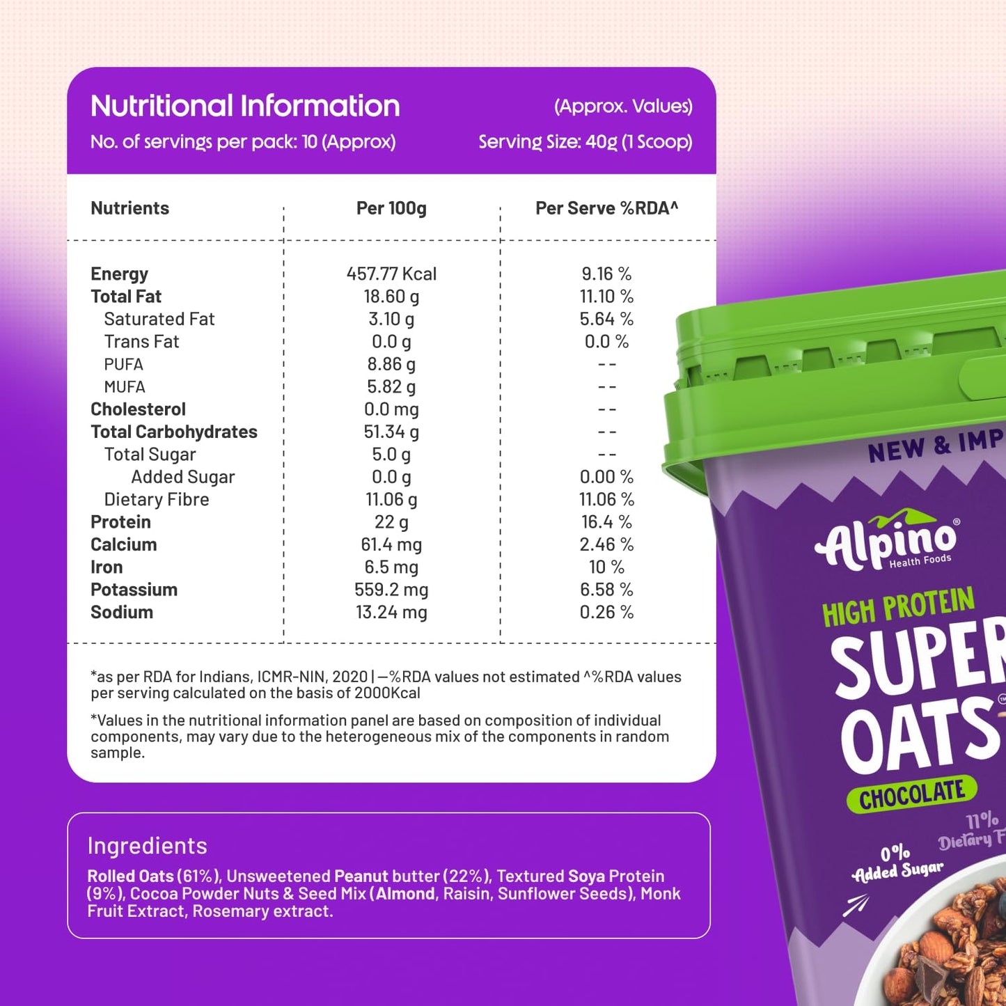 ALPINO 22% High Protein Super Oats Chocolate