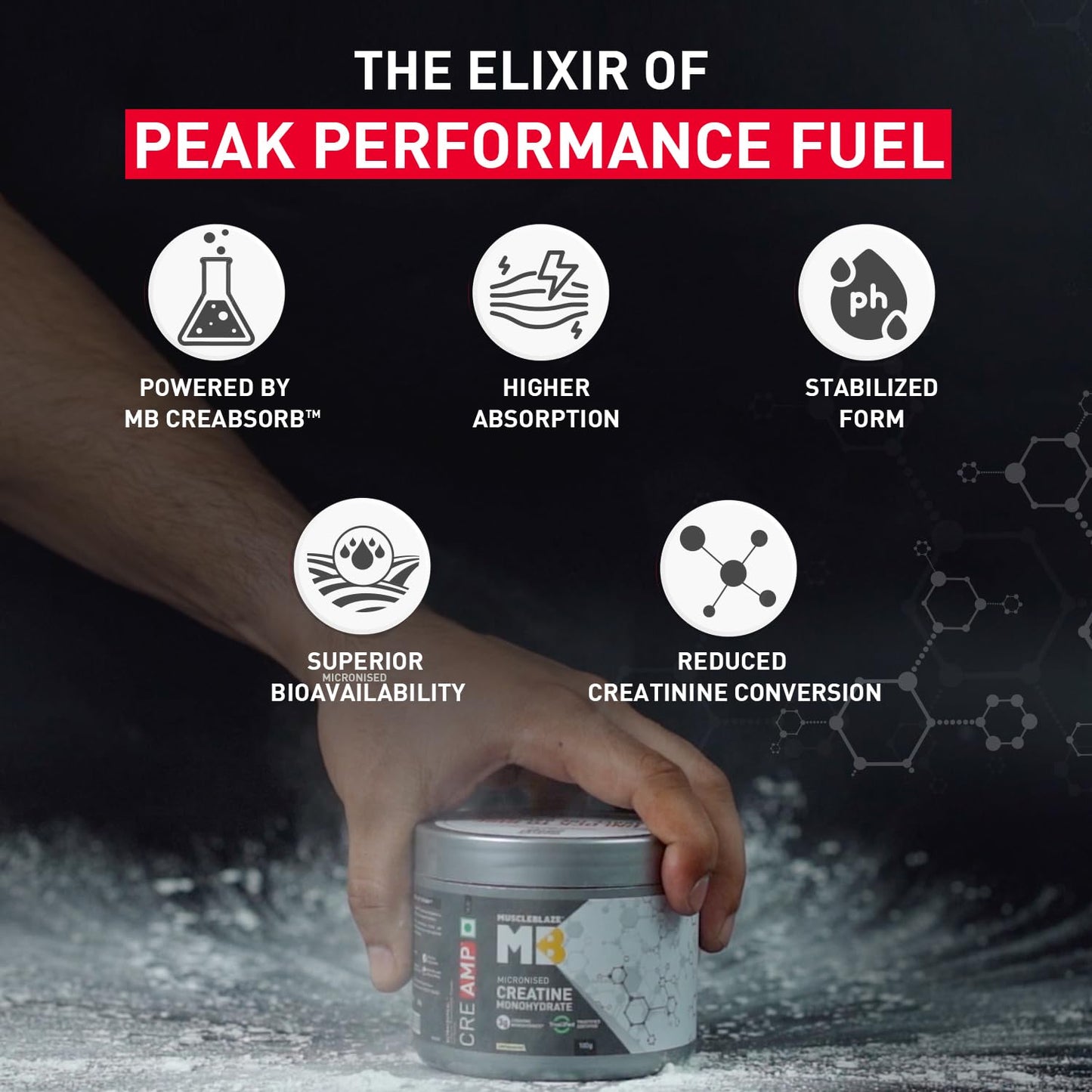 MuscleBlaze Micronised Creatine Monohydrate CreAMP Powder