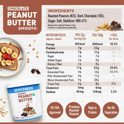 MYFITNESS Peanut Butter Chocolate Spread Smooth 1.25kg
