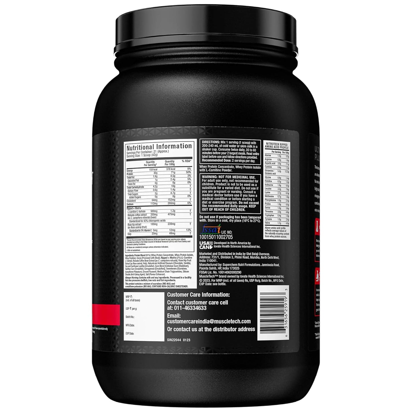 MuscleTech Nitrotech Ripped Low Fat Lean Whey Protein