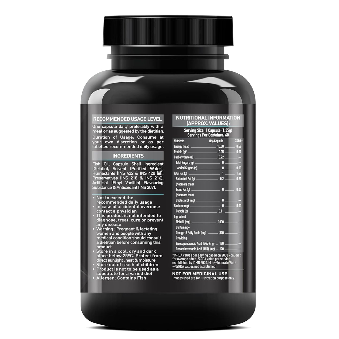 MuscleBlaze Omega 3 Fish Oil (60 Capsules) | 1000mg Omega 3 with 180mg EPA & 120mg DHA