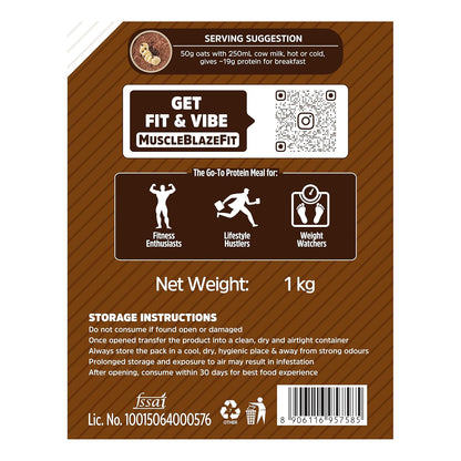 MuscleBlaze Fit High Protein Oats (Dark Chocolate, 1kg) | 22g Protein