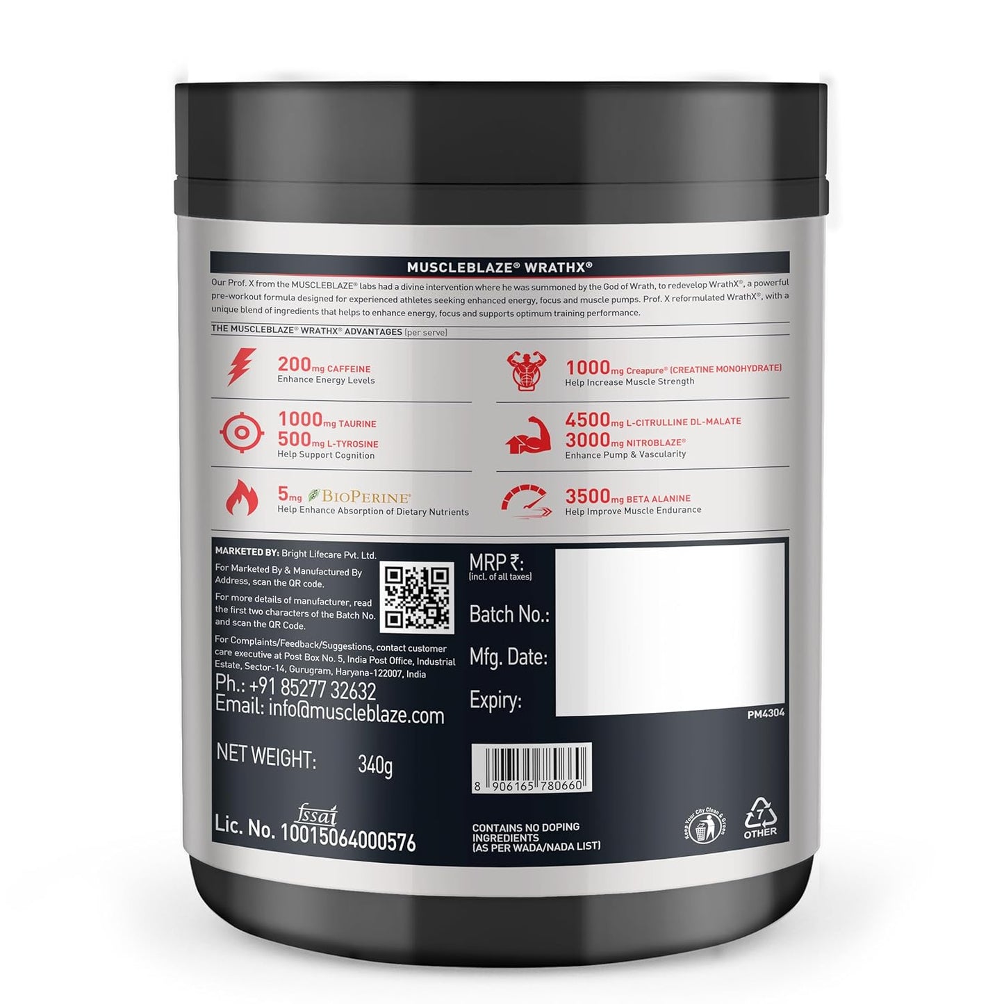 MuscleBlaze Pre Workout Wrathx With Creapure,Nitroblaze & Bioperine