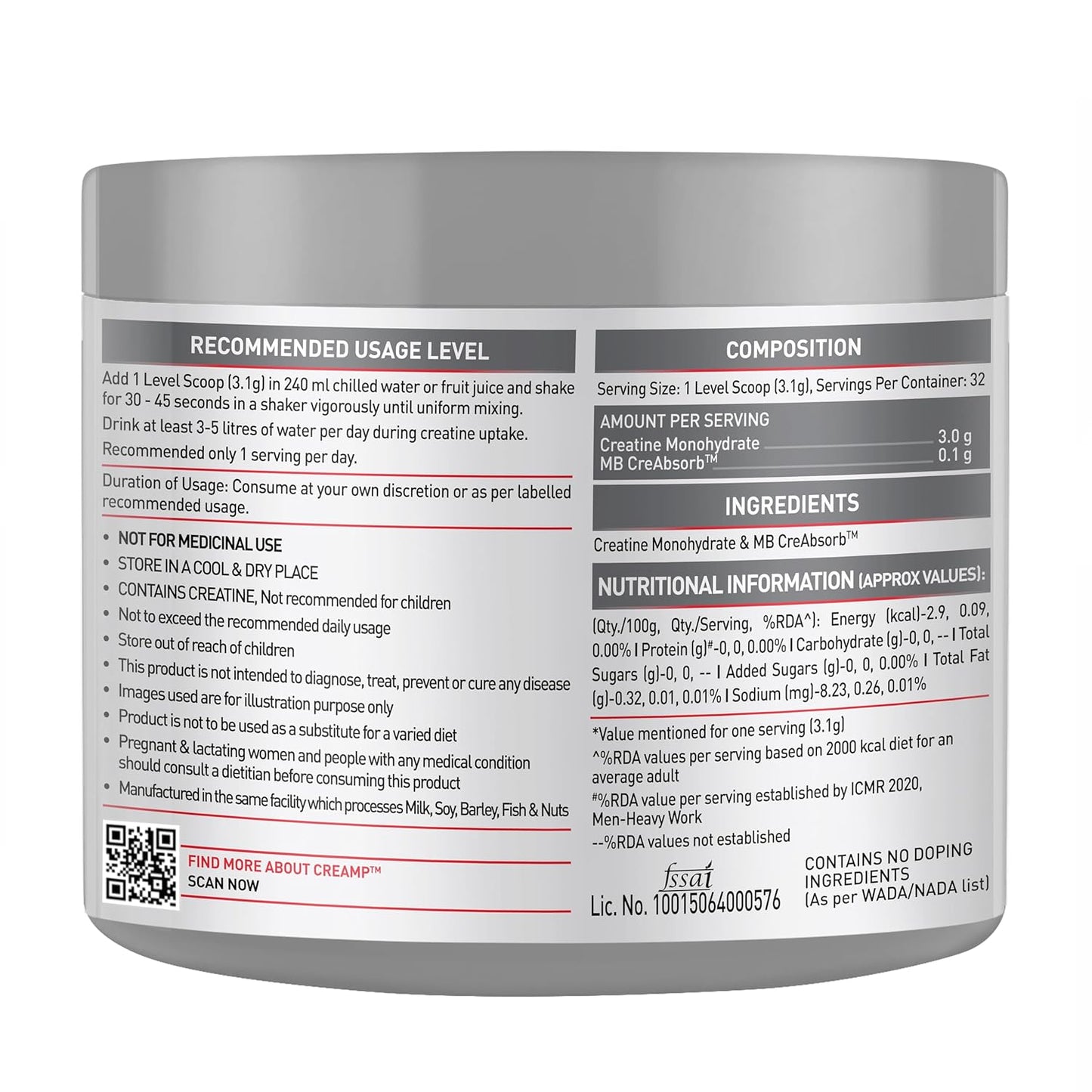 MuscleBlaze Micronised Creatine Monohydrate CreAMP Powder