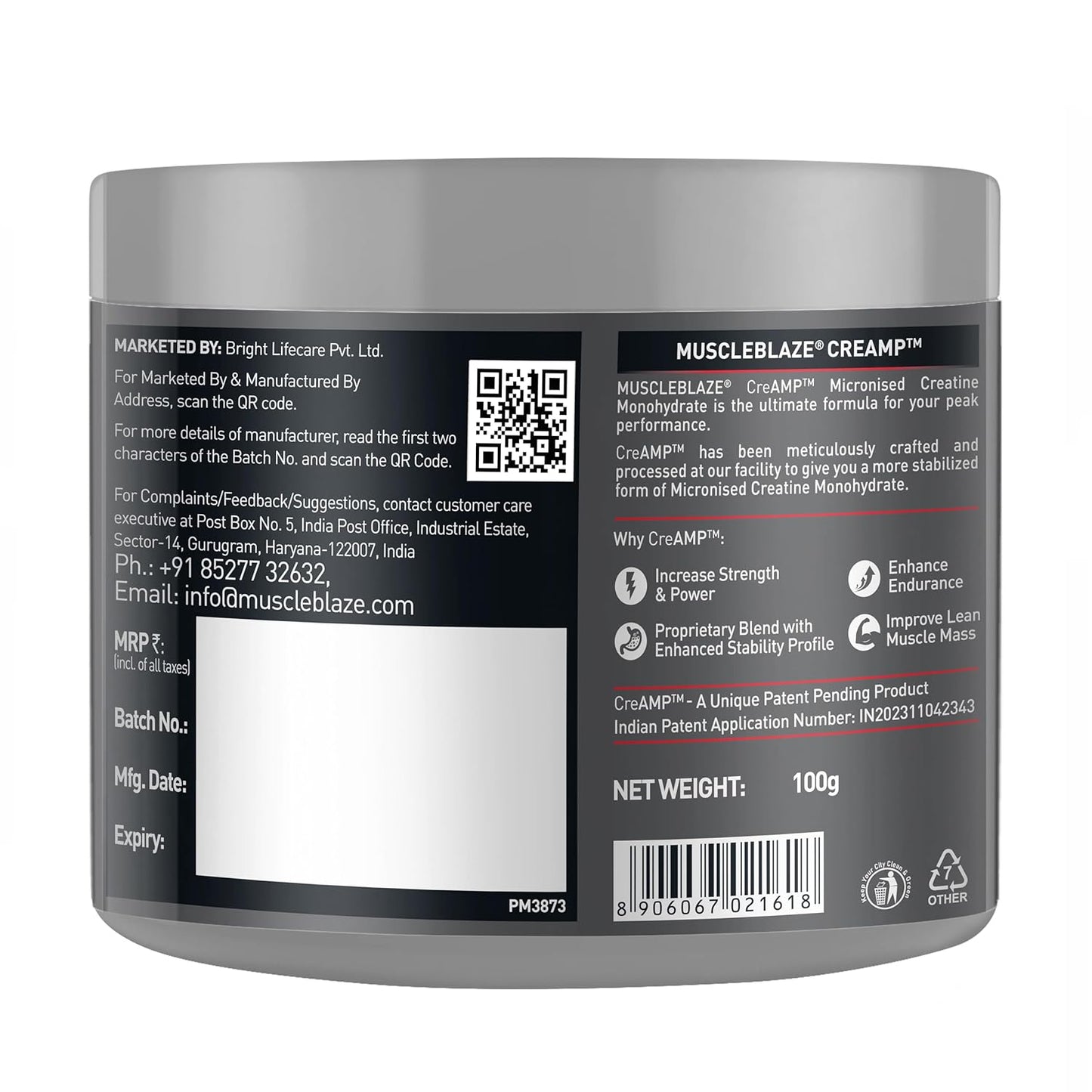 MuscleBlaze Micronised Creatine Monohydrate CreAMP Powder