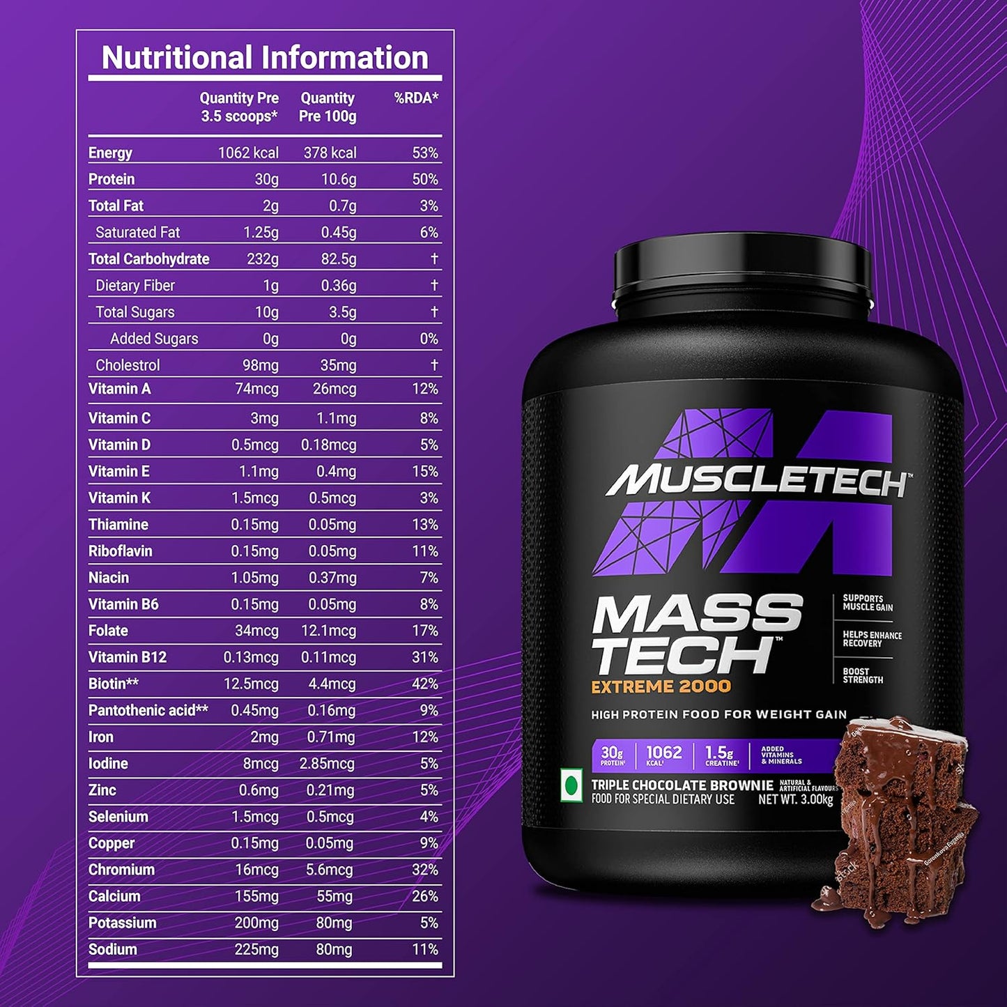 MuscleTech MassTech Extreme 2000 Mass Gainer Powder