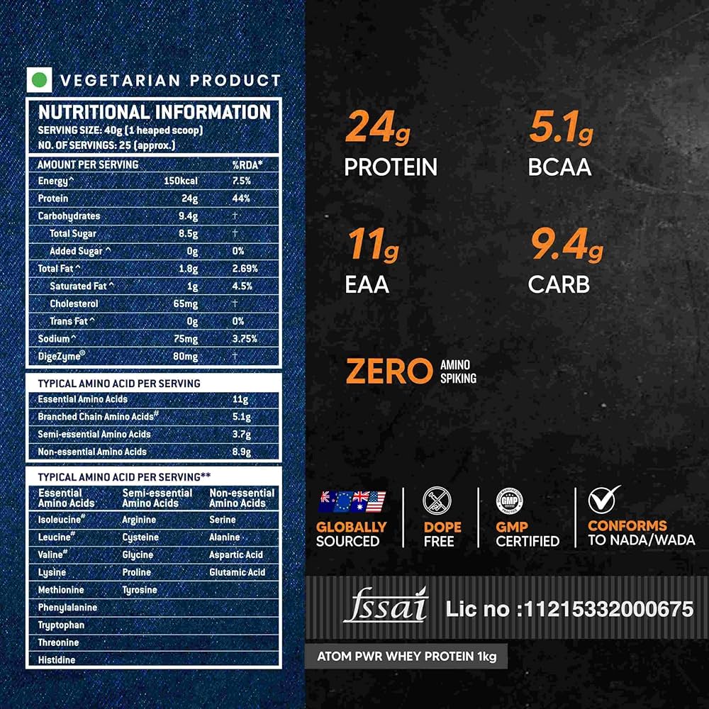 AS-IT-IS Nutrition ATOM PWR Whey Protein 24g Protein