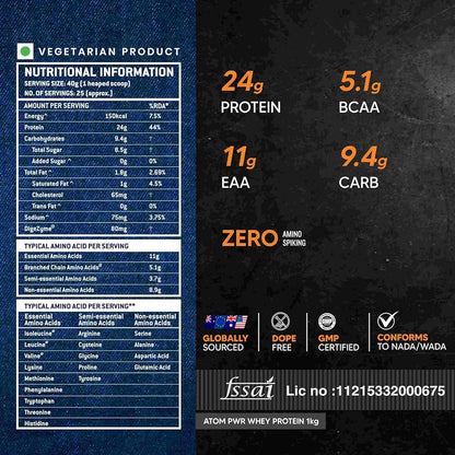 AS-IT-IS Nutrition ATOM PWR Whey Protein 24g Protein